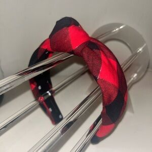 Lele Sadoughi Red and Black Plaid Headband